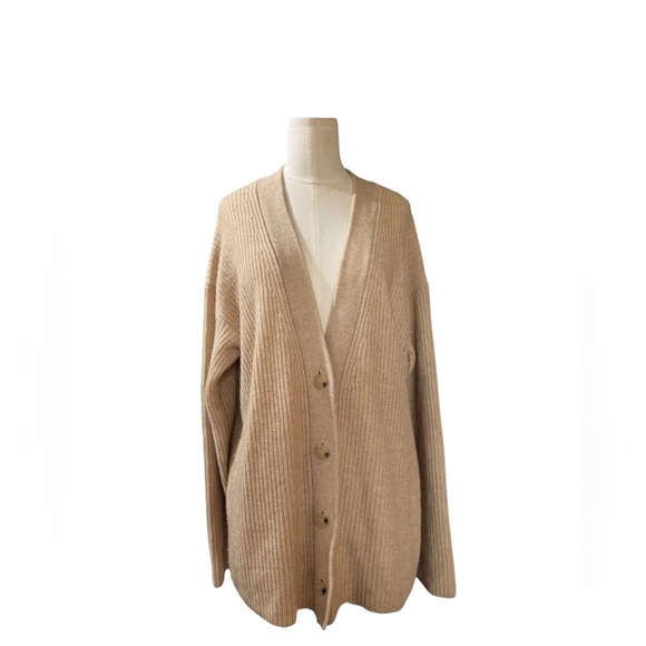 VINCE V-Neck Wool & Cashmere Cardigan, H Wafer, Size Large - Picture 2 of 11